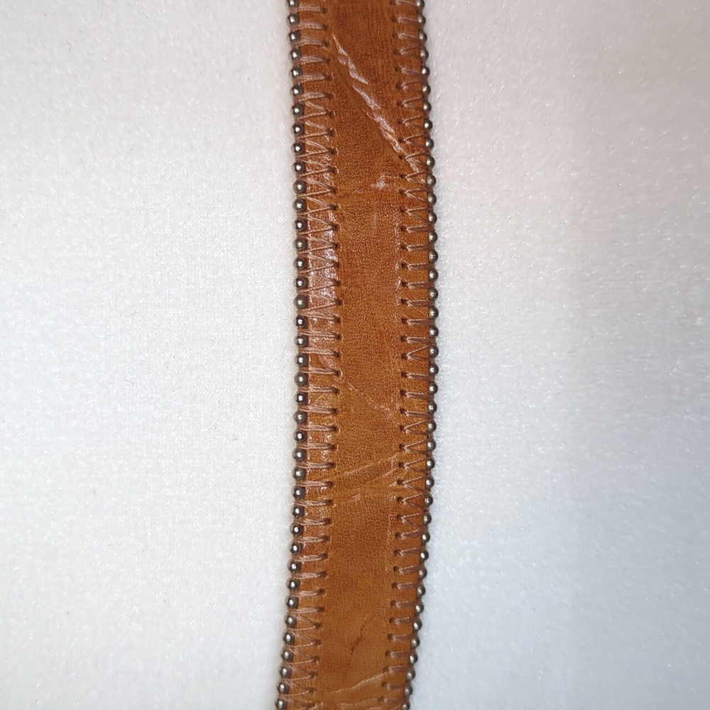 Vtg Streets Ahead Santa Monica 80's Thin Ranger Leather Silver Studded Belt Lrg - Picture 9 of 16